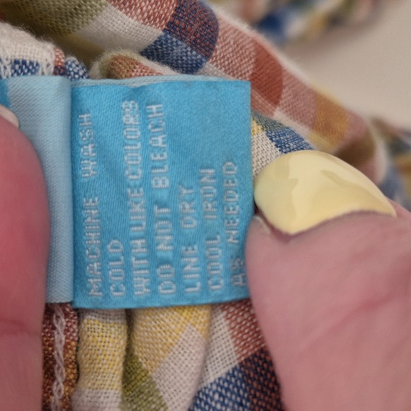 J. McLaughlin Plaid Linen Men's Shirt - Size Medium - Colorful Madras Style - Picture 6 of 6